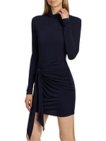 Johnson Knit Turtleneck Tie-Waist Minidress