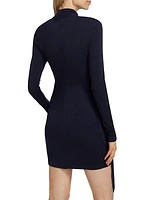 Johnson Knit Turtleneck Tie-Waist Minidress