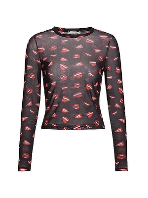 Delaina Printed Mesh Crop Top