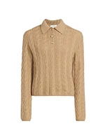 Wool & Cashmere Cable-Knit Polo Sweater
