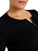 Virgo Rib-Knit Zip Sweater