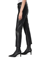 Peyton Faux Leather Flared Jeans