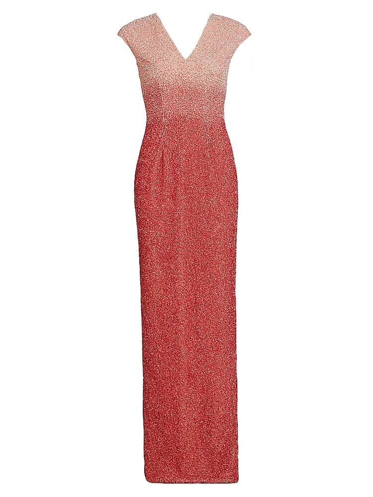 Sequined Tulle Column Gown
