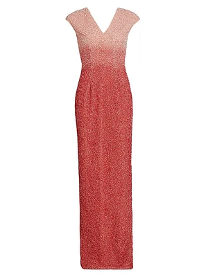 Sequined Tulle Column Gown