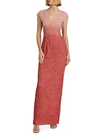 Sequined Tulle Column Gown