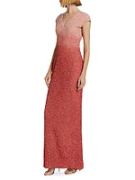 Sequined Tulle Column Gown