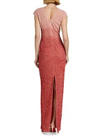 Sequined Tulle Column Gown