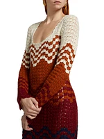 Origen Chiri Striped Alpaca-Knit Maxi Dress