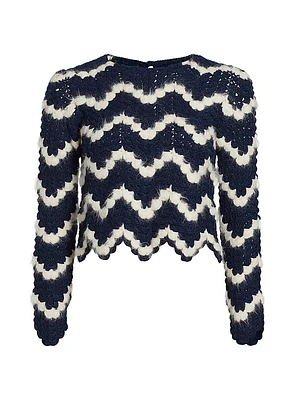 Safi Striped Alpaca Long-Sleeve Crochet Top