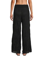 Milan Floral Cotton Drawstring Wide-Leg Pants