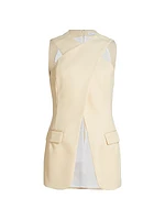 Wool-Twill Cross-Front Sleeveless Top