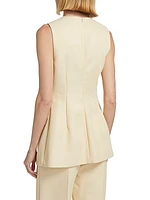 Wool-Twill Cross-Front Sleeveless Top