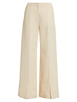 Wool Twill Split-Hem Straight-Leg Pants