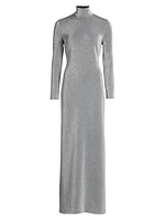 Metallic Lurex Turtleneck Maxi Dress
