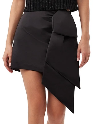 Vinka Bow Satin Miniskirt
