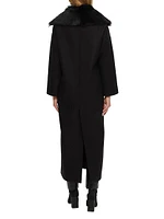 Fabric Coat with Detachable Merino Shearling Lamb Collar