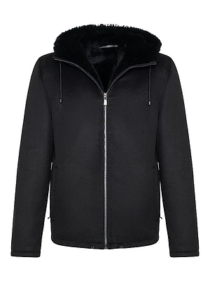 Men's Fabric Parka Jacket with Merino Shearling Lamb Lining