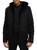 Men's Fabric Parka Jacket with Merino Shearling Lamb Lining