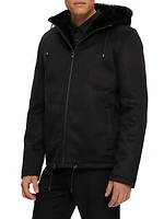 Men's Fabric Parka Jacket with Merino Shearling Lamb Lining