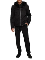 Men's Fabric Parka Jacket with Merino Shearling Lamb Lining
