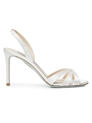 Tati 85MM Satin Leather Slingback Sandals