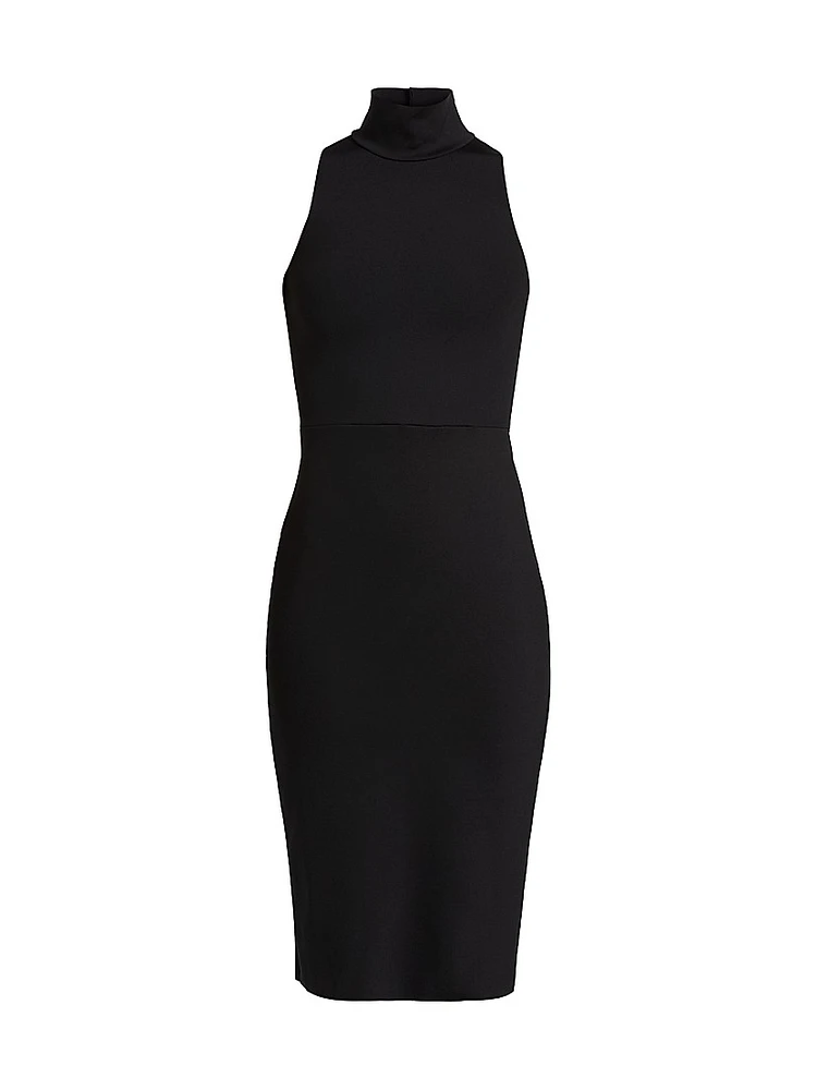 Neoprene Turtleneck Midi-Dress