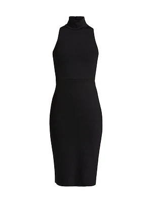 Neoprene Turtleneck Midi-Dress