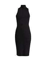Neoprene Turtleneck Midi-Dress