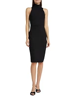 Neoprene Turtleneck Midi-Dress