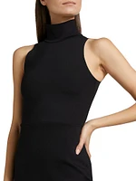 Neoprene Turtleneck Midi-Dress