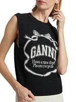 Logo Bow Intarsia-Knit Tank Top