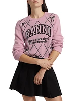Graphic Wool-Blend Bow Crewneck Sweater