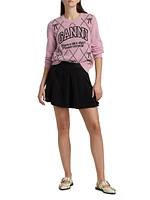 Graphic Wool-Blend Bow Crewneck Sweater