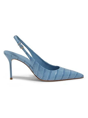 Paola 100MM Croc-Print Slingback Pumps