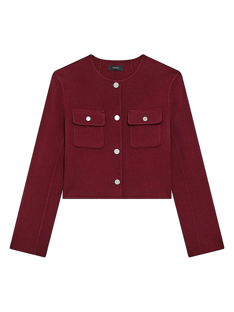 Flap Pocket Wool-Cashmere Cardigan
