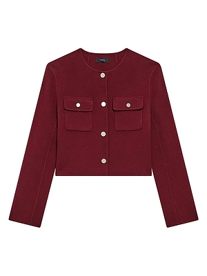 Flap Pocket Wool-Cashmere Cardigan