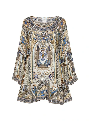 Make Me Your Mosiac Silk Cover-Up Minidress
