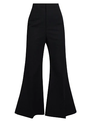 Wool-Blend Wide Leg Kick Trousers