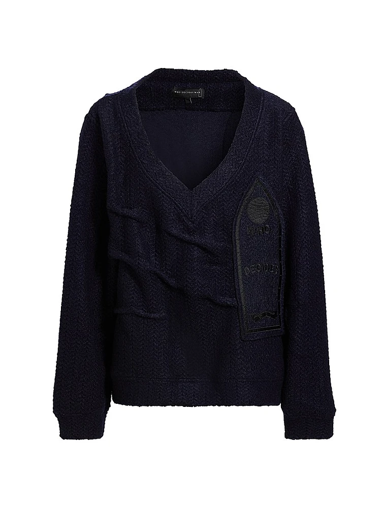 Logo Knit V-Neck Sweater