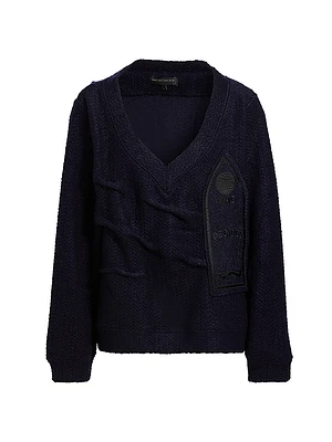 Logo Knit V-Neck Sweater