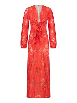 Battia Floral Cotton Tie-Waist Maxi Dress