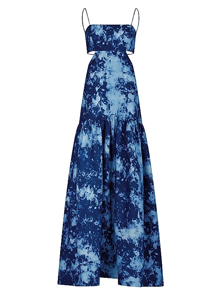 Shannon Abstract Linen Sleeveless Maxi Dress