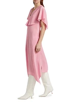 Drape Silk Midi-Dress