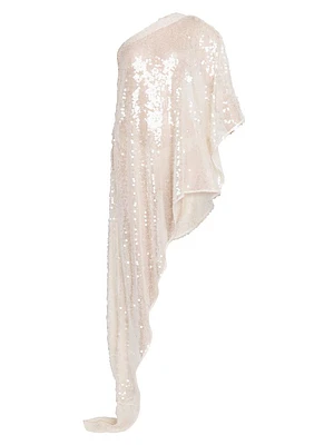 Sequined Ruffle Asymmetric Dress