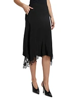 Lace-Trimmed Silk Skirt