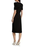 Draped Cape Midi-Dress
