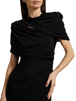 Draped Cape Midi-Dress