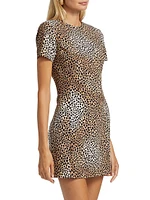 Cheetah Stretch-Crepe Minidress