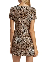 Cheetah Stretch-Crepe Minidress