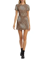 Cheetah Stretch-Crepe Minidress